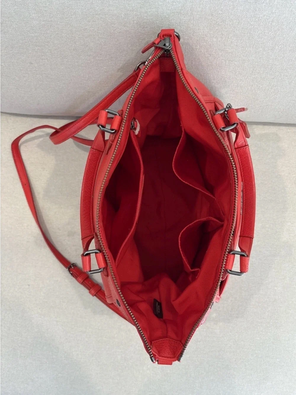 Coach mickie red pebbled Leather Satchel Shoulder crossbody purse w/dust bag